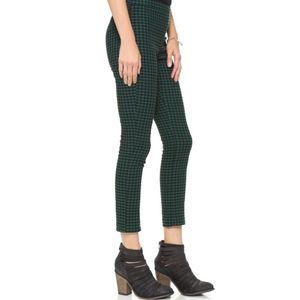 Free People High Rise Green & Black Checkered Gingham Plaid Crop Ankle Pants